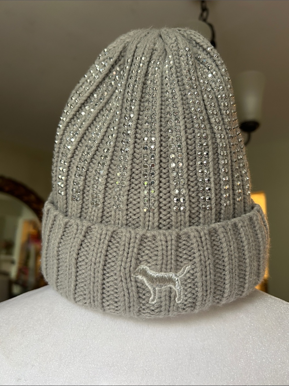 Victoria's Secret PINK Plush Sherpa Hat in Light Gray